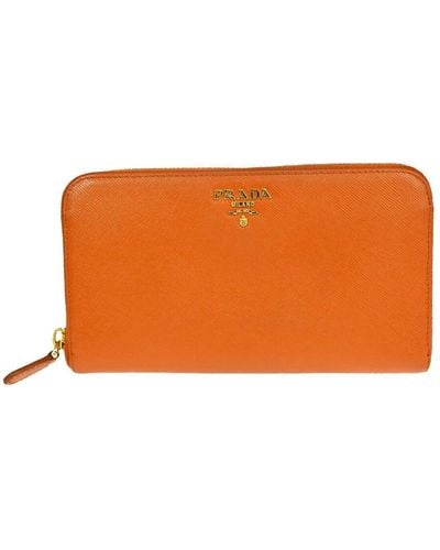 Prada Saffiano Leather Wallet (pre-owned) - Orange