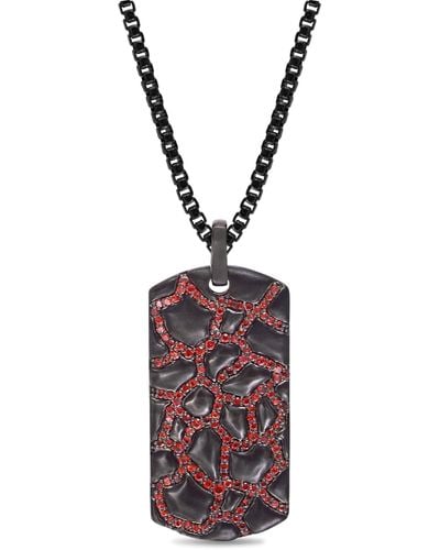 Monary Fiery Ascent Rhodium Plated Sterling Silver Textured Tag With Garnets - Purple