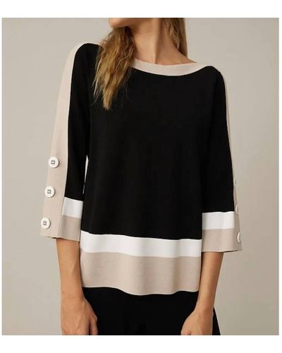 Joseph Ribkoff Color Block Pull-on Sweater - Black