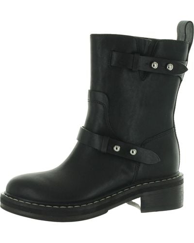 Rag & Bone Leather Pull On Motorcycle Boots - Black
