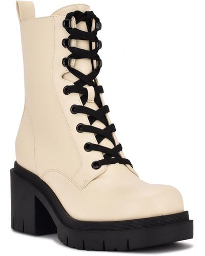 Nine West Juna Patent Mid-calf Combat & Lace-up Boots - Black