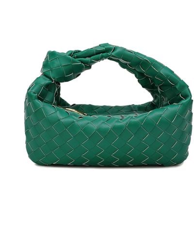 Tiffany & Fred Woven Sheepskin Knot Pouch Bag - Green