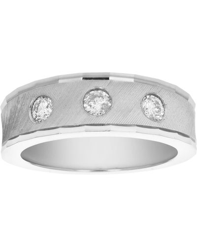 Vir Jewels 1/2 Cttw Si2-i1 3 Stone Certified Machine Diamond Wedding Band 14k Gold - White