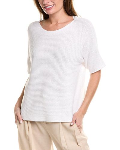 Eileen Fisher Bateau Neck Pullover - White