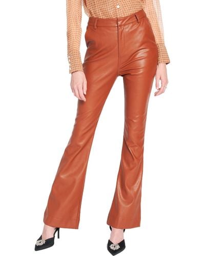 En Saison Faux Leather Embossed Flared Pants - Orange