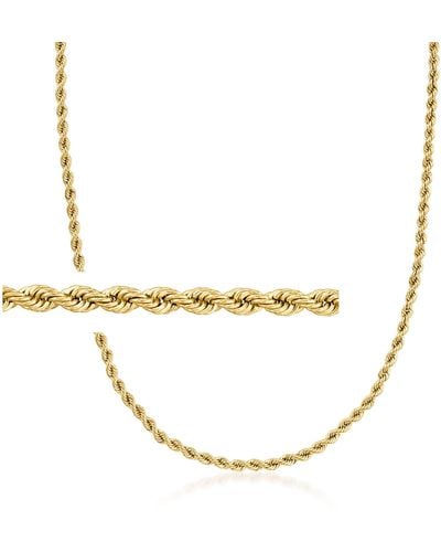 Ross-Simons Italian 2.2mm 18kt Yellow Gold Rope-chain Necklace - Metallic
