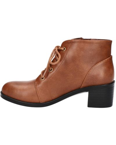 Easy Street Becker Faux Leather Round Toe Ankle Boots - Brown