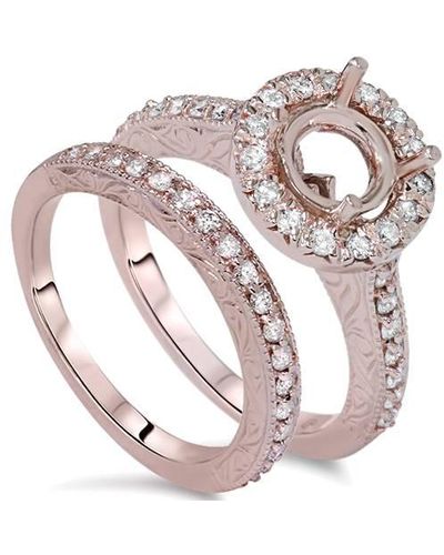 Pompeii3 1ct Vintage Engagement Wedding Ring Semi Mount Set - Pink