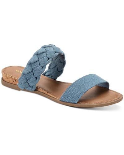 Sun & Stone Eastend Braided Denim Slide Sandals - Blue