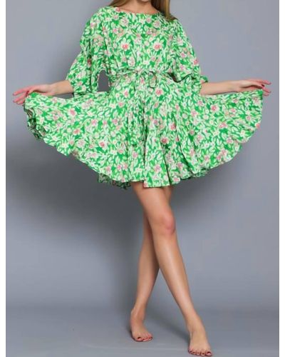 AAKAA Dolman Sleeve Mini Dress - Green
