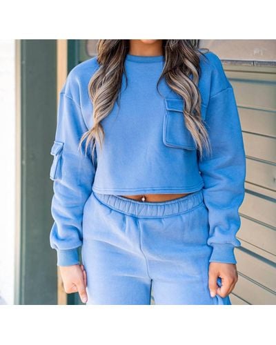 Bailey Rose Fresh Start Cropped Pullover - Blue