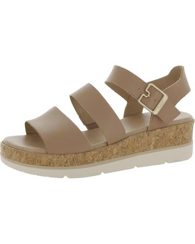 Dr. Scholls Once Twice Buckle Ankle Strap Wedge Sandals - Brown