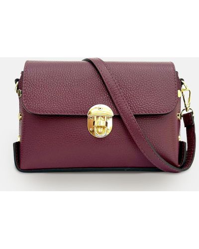 Apatchy London The Bloxsome Plum Leather Crossbody Bag - Purple