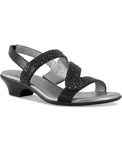 Karen Scott Elinnaa Embellished Slingback Wedge Sandals - Black