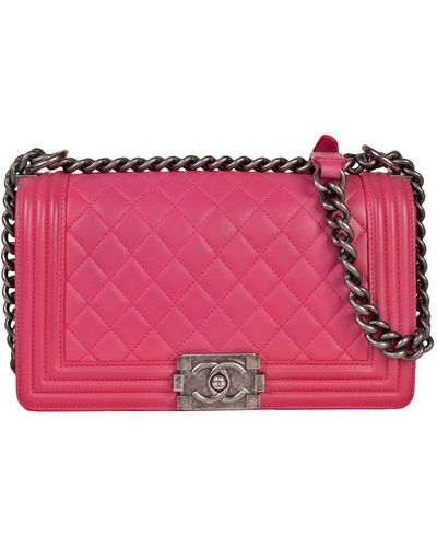Chanel Boy Suede Shoulder Bag (pre-owned) - Pink