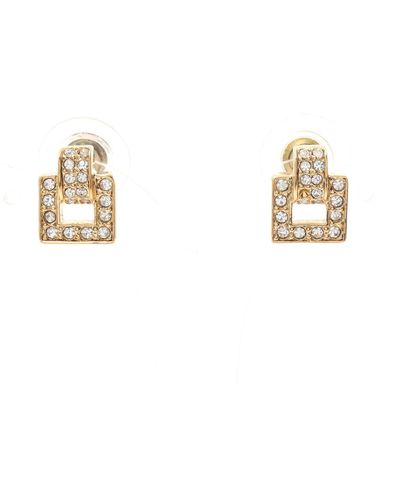 Dior Earrings Gp Rhinestone Gold Clear - Metallic
