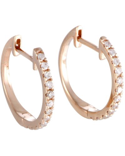 Non-Branded Lb Exclusive 14k Rose 0.22 Ct Diamond Small Hoop Earrings - Metallic