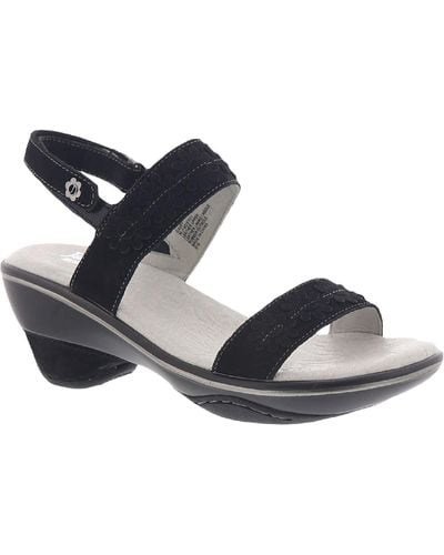 Jambu Daisy Leather Adjustable Heel Sandals - Black
