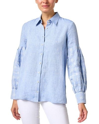 120% Lino Linen Chambray Shirt - Blue
