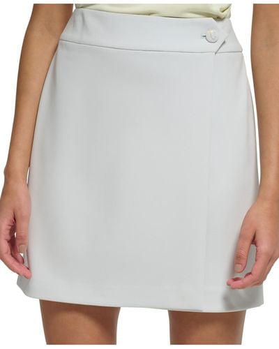 Calvin Klein Petites A-line Mini Wrap Skirt - White