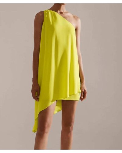 Krisa Layered One Shoulder Dress - Yellow