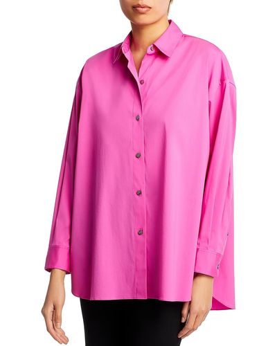 Theory Collared Oversized Button-down Top - Pink