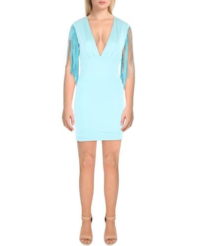 Bebe V-neck Short Mini Dress - Blue