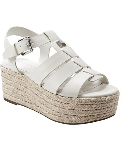 Marc Fisher Jenila Faux Leather Ankle Strap Platform Sandals - White