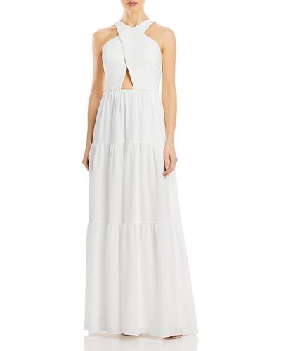 Aidan By Aidan Mattox Chiffon Tiered Evening Dress - White