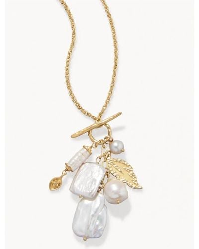 spartina 449 Charlie Necklace In Pearl/gold - Metallic