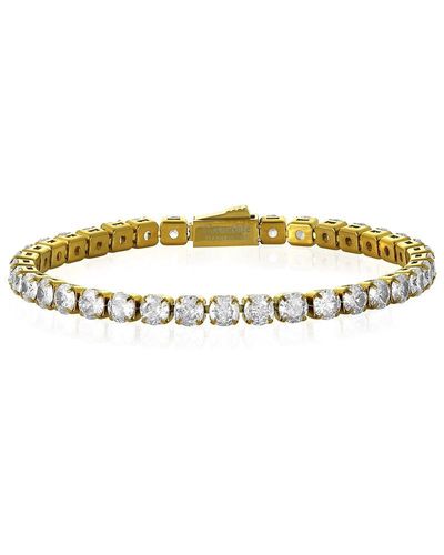 Crucible Jewelry Crucible Los Angeles 18k Gold Plated 5mm Simulated Diamond Tennis Bracelet - 8.5" - Metallic
