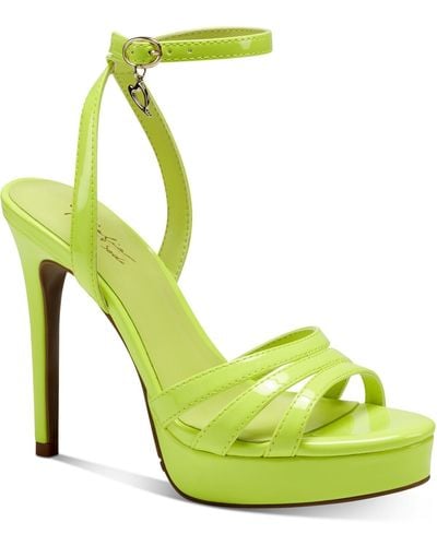 Thalia Sodi Chancy Ankle Strap Emblem Platform Sandals - Green