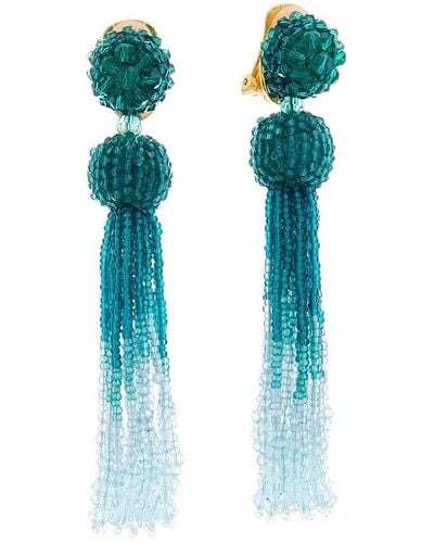 Oscar de la Renta 14k Large Tonal Degrade Tassel Earrings - Blue