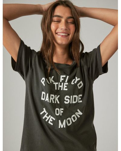 Lucky Brand Pink Floyd Word Circle Boyfriend Tee - Black