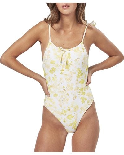 Charlie Holiday Oahu Floral Print Tie Shoulder One-piece Swimsuit - White