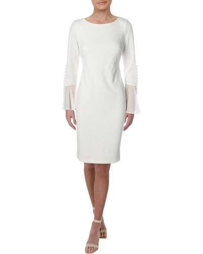 Calvin Klein Chiffon Bell Sleeve Cocktail Dress - White