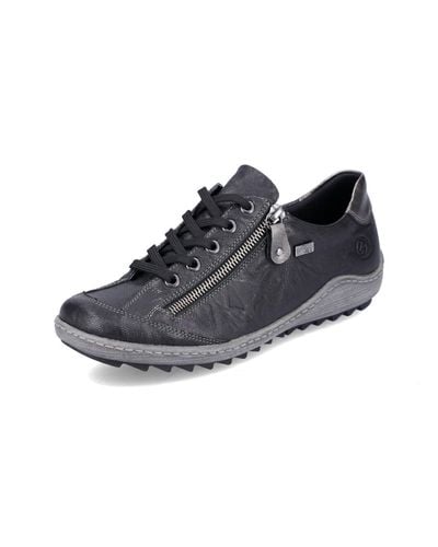 Remonte Water-resistant Side Zipper Leather Sneaker In Black Waterproof