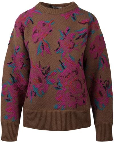 Ferragamo Floral Wool Sweater - Red