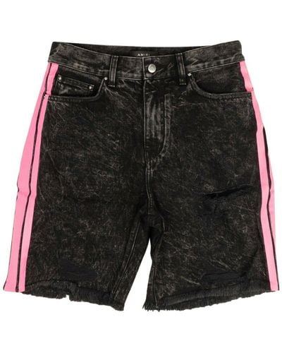 Amiri Denim Neon Pink Thrasher Shorts - Black
