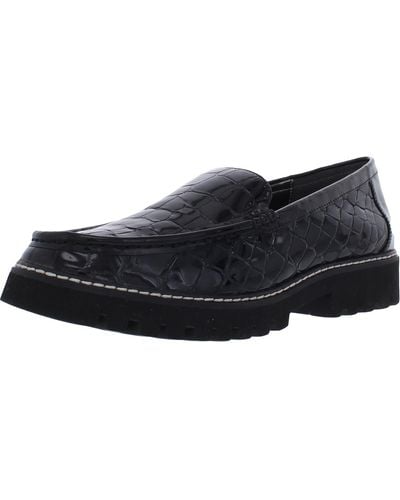 Donald J Pliner Hope 66 Patent Leather Embossed Loafer Heels - Black