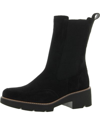 Naturalizer Domino Suede Pull On Mid-calf Boots - Black