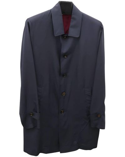 Eleventy Silk Trench Coat - Blue