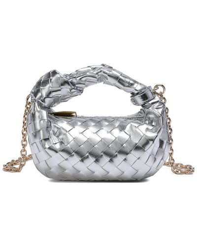Tiffany & Fred Woven Leather Knot Handle Crossbody - White