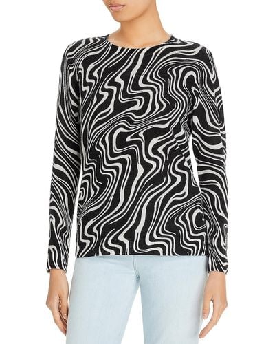 James Perse Swirl Print Crewneck Pullover Sweater - Black
