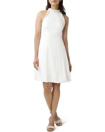 Adrianna Papell Beaded Knee-length Fit & Flare Dress - White