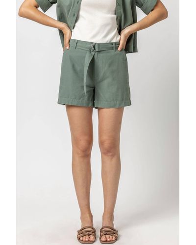Lilla P Belted Canvas Shorts - Green