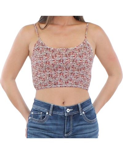 Angie Cropped Smocked Tank Top - Blue