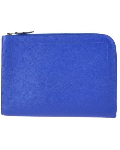 Hermès Zip Leather Clutch Bag (pre-owned) - Blue