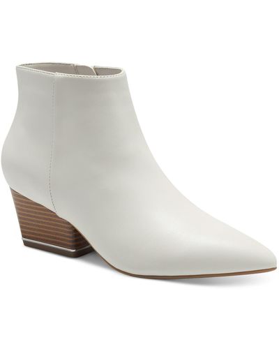 Alfani Armenap Block Heel Dressy Ankle Boots - White