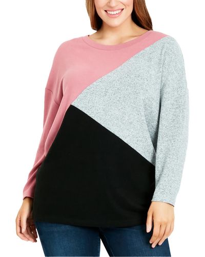 Evans Plus Relaxed Fit Round Neckline Pullover Sweater - Black